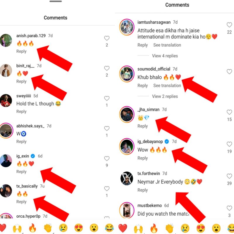 Instagram Emoji Comments proof